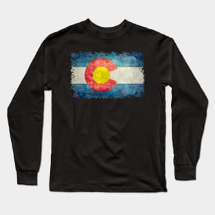 Colorado State flag in distressed grunge Long Sleeve T-Shirt